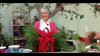 How to Make a Red Velvet Bow and Fresh Pine Swag for Christmas Nancy Alexander edition 2016 [upl. by Hpejsoj343]