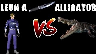 Resident Evil 2 Leon A Knife vs Alligator [upl. by Hoeg]