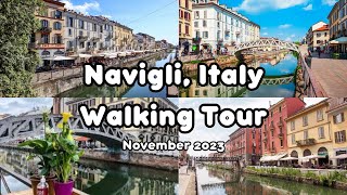 Navigli Milan Italy Walking Tour  Navigli Canals 4K [upl. by Wenger297]