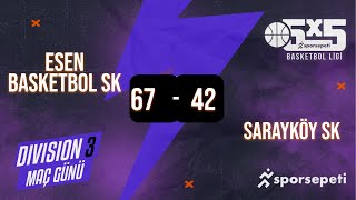 Esen Basketbol SK  Sarayköy SK  Div 3  Sporsepeti Basketbol Ligi [upl. by Kenleigh]