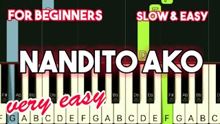 OGIE ALCASID  NANDITO AKO  SLOW amp EASY PIANO TUTORIAL [upl. by Ayadahs]