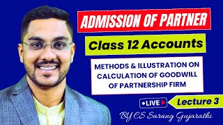 Class12  Admission of Partner  Chapter 3  Maharashtra Board  Methods of Calculation of Goodwill [upl. by Campman]