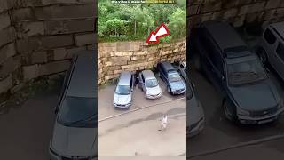 5 Cars Trapped After Wall Collapse shortsvideo [upl. by Ileray]