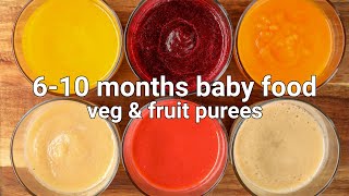 610 months baby food  vegetable puree amp fruit puree  stage 1 homemade baby food  hebbars [upl. by Alyson]