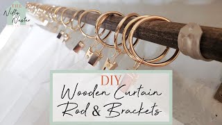 DIY Wooden Curtain Rod  DIY Curtain Rod Brackets  Long Curtain Rod  How To Install And Hang [upl. by Ahsiet]