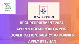 HPCL Recruitment 2024  Apprenticeship Check post Qualification Salary Vaccanies Apply by 13 Jan [upl. by Daniala]