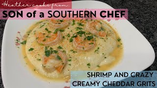 Shrimp and Crazy Creamy Cheddar Grits  Son of a Southern Chef  EASY [upl. by Notfol]