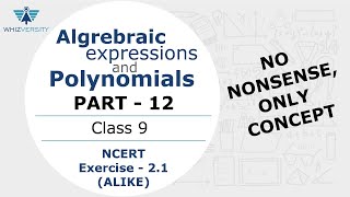 Polynomials l PART12 l NCERT I Exercise 21 ALIKE l 9th l by ROHITASHVA AGRAWAL [upl. by Alicec]