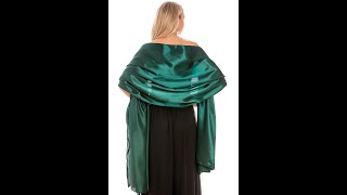 Central Chic Satin Emerald Green Shawl Wedding Pashmina Wrap Scarf for Weddings Bridesmaids SM [upl. by Wootten]