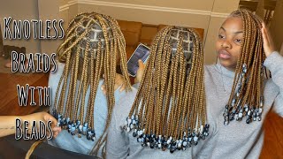 Short Medium Knotless Box Braids With Beads  Custom Hair Blend [upl. by Zaller150]