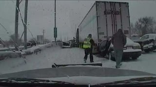 Video captures Highway 4145 pileup as it happens [upl. by Ataynek]