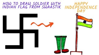 How to draw soldier with Indian Flag easy step by step Independence day drawing 15 august drawing [upl. by Waltner180]