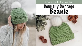 Country Cottage Beanie Crochet Tutorial [upl. by Jahncke]