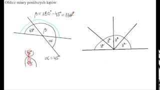 Kąty przyległe i wierzchołkowe  obliczanie miar [upl. by Bilbe]