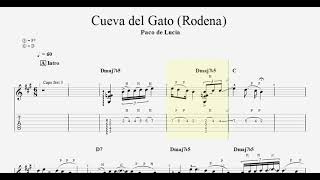 Paco de lucia  Cueva del Gato Guitar Pro Free download pdf sheet [upl. by Namsu]