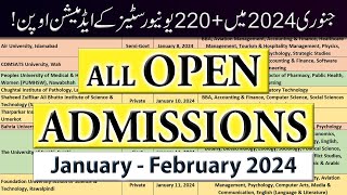 All Open Admissions in January 2024  220 GovtPrivate Universities Admissions Open [upl. by Mehsah]