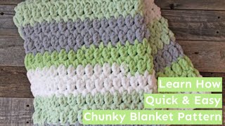 Learn to Make This Easy Bernat Baby Blanket Stripe Crochet Pattern Super Bulky Yarn [upl. by Clive202]