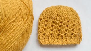 Adorable EASY amp CUTE Crochet Preemie Baby Hat Tutorial LeftHanded [upl. by Hunley]