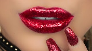 RED GLITTER LIPS  Amys Makeup Box [upl. by Eeresid992]