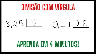 DIVISÃO DE NÚMEROS DECIMAIS  DIVISÃO COM VÍRGULA  APRENDA EM 4 MINUTOS [upl. by Mozes268]