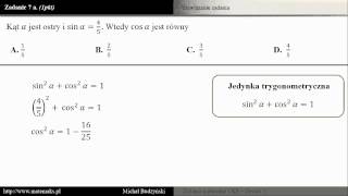 Zadanie 7a  matura z matematyki Jedynka trygonometryczna zestaw 1 [upl. by Mehsah]