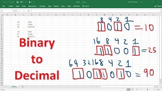 Binary to Decimal Using Excel [upl. by Spike]