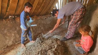 Documentary about cementing the floor of the nomadic house amp plastering the wall in the mountains [upl. by Feodor]