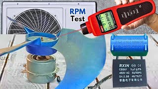 RPM Test of SlowSpinning AC Blower Motor with 25 amp 3 µF Capacitors [upl. by Notsahc]