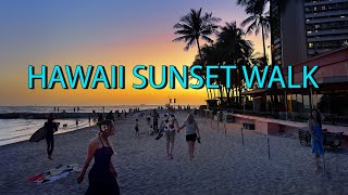 HAWAII Beach Walk 🌺 Waikiki Sunset Virtual Tour [upl. by Jasmine714]