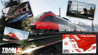 TRAIN SIM WORLD 4  SBAHN VORARLBERG  Fahrplan  Szenarien  Features  Layer ÖBB 4024 TSW4 News [upl. by Kimon]