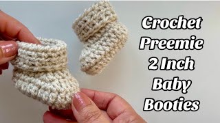 CROCHET CUTE LITTLE PREEMIE BABY BOOTIES 2 INCH [upl. by Deming]