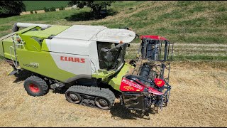 Neues klappbares Schneidwerk Capello am Raupenmähdrescher Claas Lexion 670 [upl. by Ahker280]