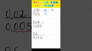 MATEMÁTICA  DIVISÃO entre números DECIMAIS [upl. by Map]