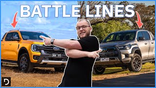 Toyota HiLux Rogue Vs Ford Ranger Wildtrak V6 Review  Battle of the TopSellers  Drivecomau [upl. by Wynnie]