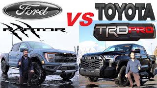 2023 Ford Raptor VS 2023 Toyota Tundra TRD PRO Is The Raptor Really Worth 16000 More [upl. by Nairbal808]