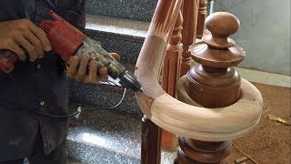 Amazing Curved Woodworking Project  How To Make a Curved Railing For Wood Stairs Part 2 [upl. by Kronick429]