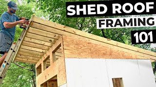 DIY Shed Roof Framing How to Build a Shed Roof Make Birdsmouth Cuts and Install Plywood Decking [upl. by Durno]