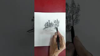 Jungle road scenery drawing । How to draw nature drawing sketch art shorts [upl. by Atazroglam]