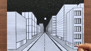 How to Draw a Town in 1Point Perspective [upl. by Ulphi399]