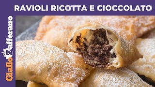 RAVIOLI ALLA RICOTTA E GOCCE DI CIOCCOLATO Ricetta per Carnevale [upl. by Agretha818]