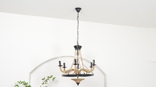 Hemp Rope Industrial Large Wheel Chandelier [upl. by Strade]