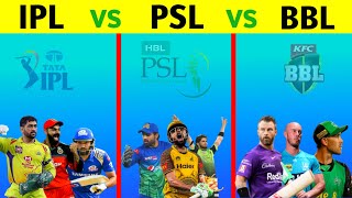 IPL VS PSL VS BBL Comparison  Pakistan Super League VS Indian Premier League VS BIG BASH LEAGUE [upl. by Aseneg]