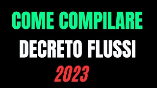 COME COMPILARE LE DOMANDE DI DECRETO FLUSSI 2024 [upl. by Bull]