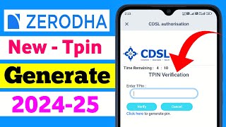 Zerodha Tpin Generate  Zerodha TPIN Forget  How to Generate Tpin in Zerodha  202425 [upl. by Astrea]