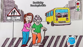 How to Draw City Road Safety Drawing Step by Step for Kids [upl. by Zil]