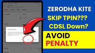 Sell Shares in Zerodha Without CDSL TPIN Skip TPIN in Zerodha  Important Rules Hindi [upl. by Alves]